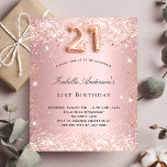 Papier Budget 21e anniversaire blush rose parties scintil<br><div class="desc">Pour une soirée élégante de 21ème anniversaire. Arrière - plan de dégradé rose vif. Décoré avec de la poussière de parties scintillant en faux or rose. Personnalisez et ajoutez un nom et des détails du parti. Le nom est écrit avec un script de style écrit à la main. Le numéro...</div>