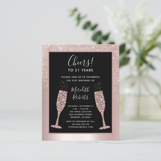 Papier Budget 21e anniversaire Champagne Invitation de la (Debout devant)