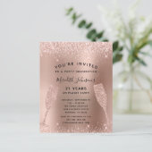 Papier Budget 21e anniversaire Champagne Rose Invitation  (Debout devant)