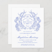 Papier BUDGET 21e anniversaire Cimier floral bleu (Devant / Derrière)