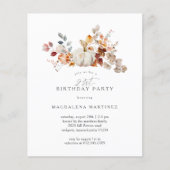 Papier BUDGET 21e anniversaire Citrouille Automne Fleurs  (Devant)