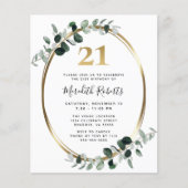 Papier Budget 21e anniversaire Eucalyptus Invitation de l (Devant)