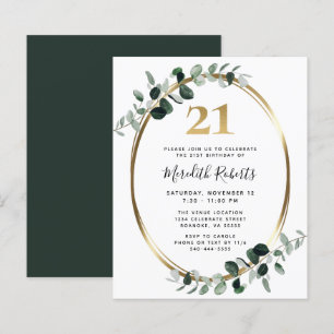 Papier Budget 21e anniversaire Eucalyptus Invitation de l