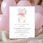Papier BUDGET 21e anniversaire Fleur sauvage rose Bow Inv<br><div class="desc">Un arc de coquette rose féminin est décoré de petits fleurs sauvages roses et violets.</div>