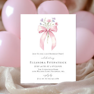 Papier BUDGET 21e anniversaire Fleur sauvage rose Bow Inv