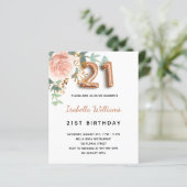 Papier Budget 21e anniversaire fleurie rose d'or eucalypt (Debout devant)