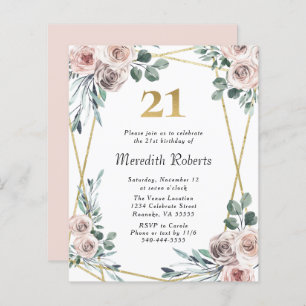 Papier Budget 21e anniversaire Floral Gold Party Invitati
