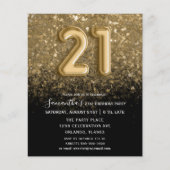 Papier Budget 21e anniversaire Invitation Black & Gold (Devant)