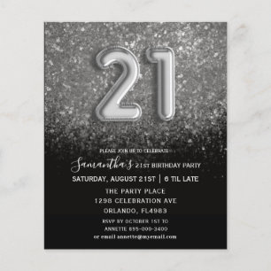 Papier Budget 21e anniversaire Invitation Black & Silver