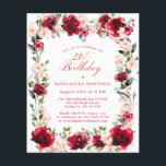 Papier BUDGET 21e anniversaire Invitation Rose rose rose<br><div class="desc">Roses rouges et pivoines roses rousses sont nichées dans des feuilles vert foncé sur cette magnifique et unique invitation à l'anniversaire. La calligraphie classique indique à vos invités que c'est un anniversaire important et qui est le célébrant de l'anniversaire. Cet article fait partie de la collection Red Rose Pink Peony....</div>