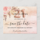 Papier Budget 21e anniversaire pampas rose save the date (Devant)