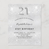 Papier Budget 21e anniversaire parties scintillant argent (Devant)