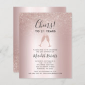 Papier Budget 21e anniversaire Parties scintillant Blush  (Devant / Derrière)