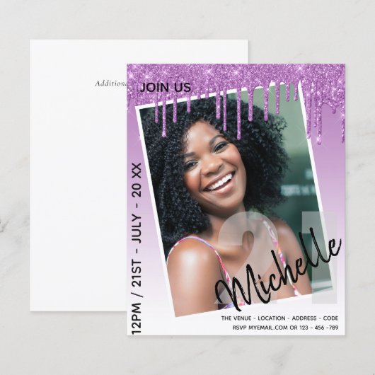 Papier BUDGET 21e anniversaire Parties scintillant Invita (Devant / Derrière)