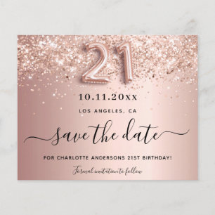 Papier Budget 21e anniversaire rose or blush enregistrer