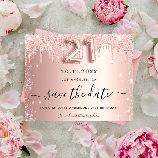 Papier Budget 21e anniversaire rose parties scintillant e