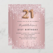 Papier Budget 21e anniversaire rose poussiéreux gouttes d (Devant / Derrière)