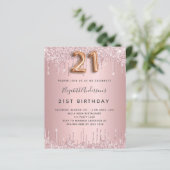Papier Budget 21e anniversaire rose poussiéreux gouttes d (Debout devant)