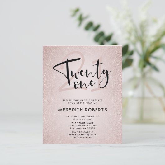 Papier Budget 21e anniversaire Script moderne Anniversair (Debout devant)