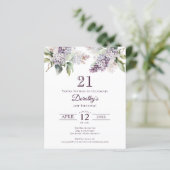 Papier BUDGET 21e fête d'anniversaire Purple Lilac Floral (Debout devant)