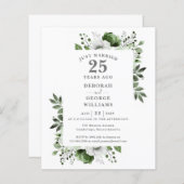 Papier Budget 25e anniversaire du Mariage Invitation flor (Devant / Derrière)