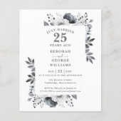 Papier Budget 25e anniversaire du Mariage Invitation flor (Devant)