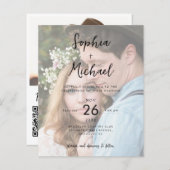Papier Budget 2 Détails photo QR Website Wedding Invite (Devant / Derrière)