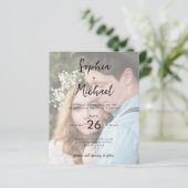 Papier Budget 2 Détails photo QR Website Wedding Invite (Debout devant)