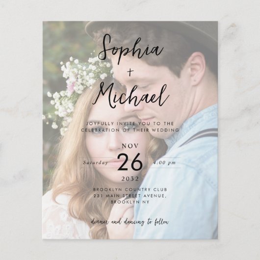 Papier Budget 2 Détails photo QR Website Wedding Invite (Devant)