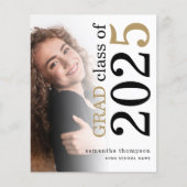 Papier Budget 2 photo Black Gold 2025 Graduation Annonce (Devant)