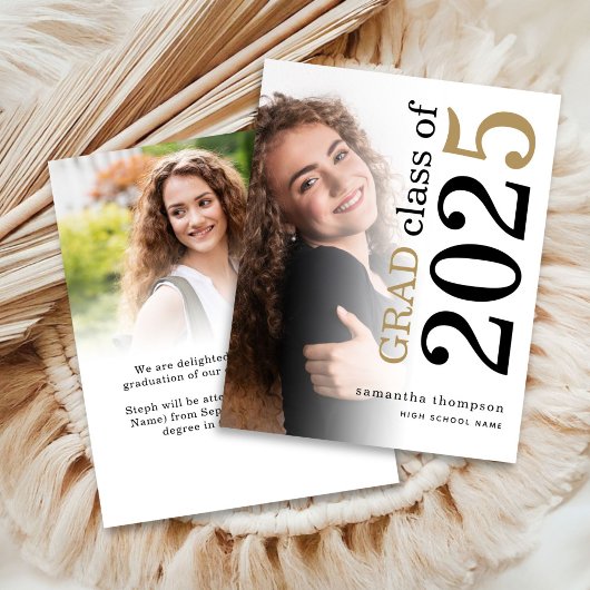 Papier Budget 2 photo Black Gold 2025 Graduation Annonce