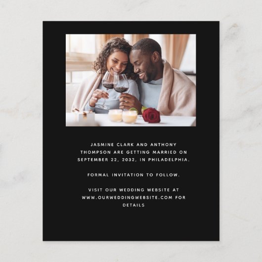 Papier Budget 2-Photo Boho Arch noir Enregistrer la date (Dos)