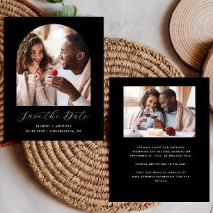 Papier Budget 2-Photo Boho Arche Noir Save the Date