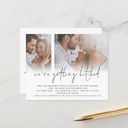 Papier Budget 2 Photo Code QR Mariage Prend le Nœud (Devant/Arrière en situation)