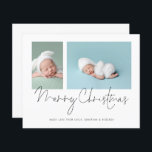 Papier Budget 2 Photo Collage Baby First Christmas<br><div class="desc">Budget 2 Photo Collage Baby First Christmas Card. Un rapport qualité-prix BUDGET alternative sur une taille plus petite 4, 5 x 5, 6" semi-brillant poids 110lbs, qui est d'une épaisseur similaire à une carte postale (cependant ne convient pas à l'utilisation comme carte postale.) VEUILLEZ NOTER qu'il y a UN par...</div>