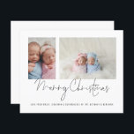 Papier Budget 2 Photo Collage Bébé jumeaux Premier Noël<br><div class="desc">Budget Famille 2 Photo Collage Baby Twins First Christmas Card. Un rapport qualité-prix BUDGET alternative sur une taille plus petite 4, 5 x 5, 6" semi-brillant poids 110lbs, qui est d'une épaisseur similaire à une carte postale (cependant ne convient pas à l'utilisation comme carte postale.) VEUILLEZ NOTER qu'il y a...</div>