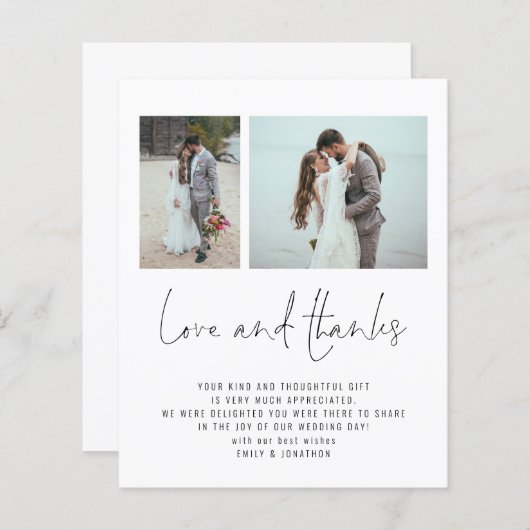 Papier Budget 2 Photo QR Code Love Merci Mariage (Devant / Derrière)