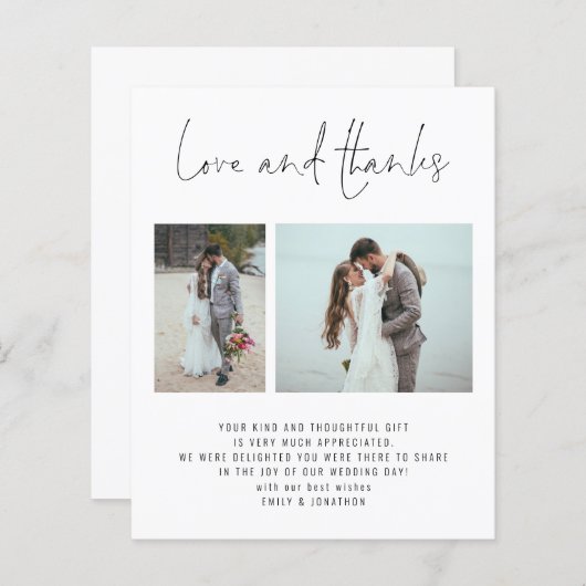 Papier Budget 2 Photo QR Code Mariage amour Merci (Devant / Derrière)