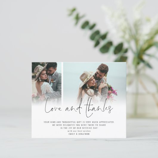 Papier Budget 2 Photo QR Code Script Mariage amour Merci (Debout devant)