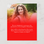 Papier Budget 2 photo Red Gold 2025 Graduation Annonce (Dos)