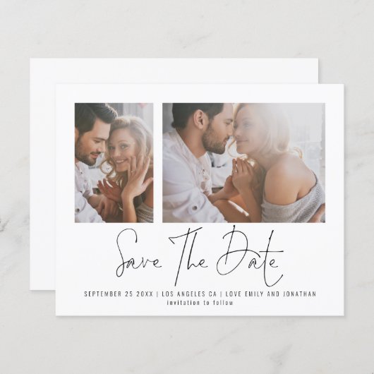 Papier Budget 2 Photo Script Mariage Économisez la Date (Devant / Derrière)