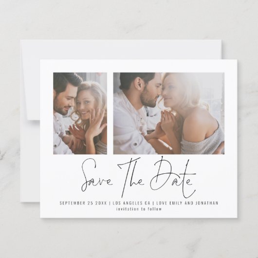 Papier Budget 2 Photo Script Wedding Enregistrer la date (Devant)