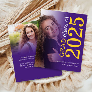Papier Budget 2 photo Yellow Purple 2023 Grad Annonce