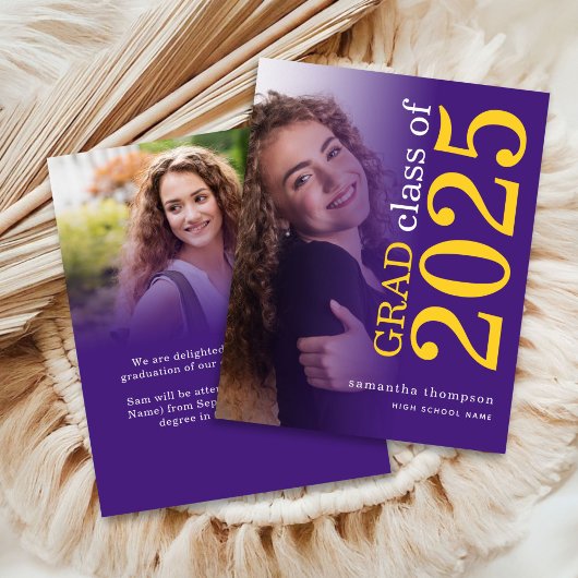 Papier Budget 2 photo Yellow Purple 2023 Grad Annonce