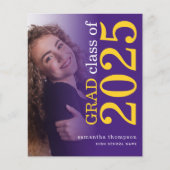 Papier Budget 2 photo Yellow Purple 2023 Grad Annonce (Devant)