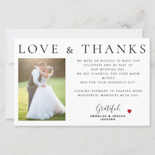 Papier Budget 2 photos amour et merci mariage merci