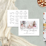 Papier Budget 2 Photos Calendrier 2025 Joyeux Noël<br><div class="desc">Budget Modern 2 Photos Family Script 2025 Calendrier Joyeux Noël. Un prix budgétaire inférieur 4, 5 x 5, 6 "alternative sur 110lbs, semblable en épaisseur à une carte postale. Il y a UN par feuille. Remplacez simplement les deux exemples de photos par les vôtres et personnalisez avec votre salutation et...</div>