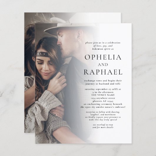 Papier Budget 2 Photos QR Code Bohemian Wedding Invitatio (Devant / Derrière)