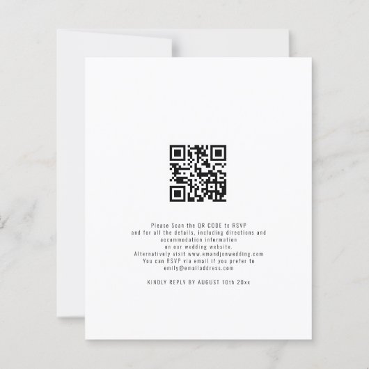 Papier Budget 2 Script photo Code QR Faire-part de mariag (Dos)