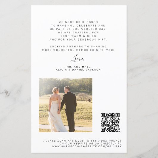 Papier Budget 2 script photo code QR mariage merci (Dos)